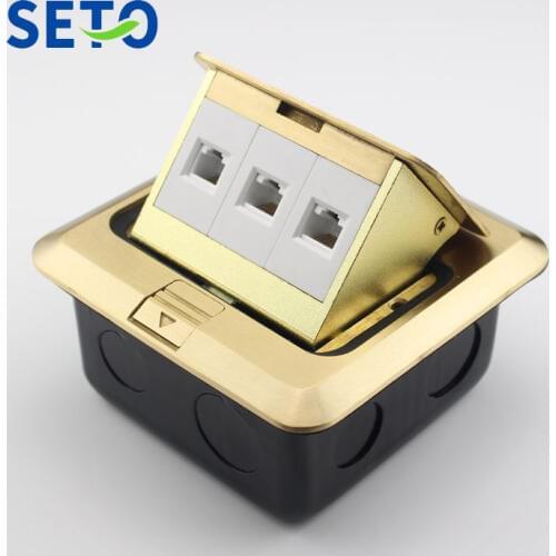 SeTo Pop-up Type Floor Socket Dual Network Lan RJ45 Cat5e+ One RJ11 Cat3 Tel Wall Plate Keystone Floor Receptacle