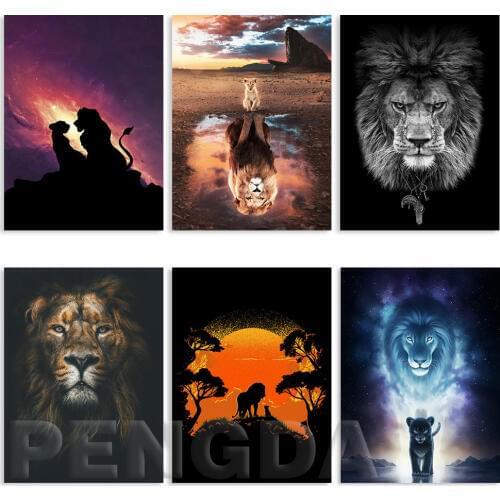 Nordic Posters Wall Art Lion King Pictures Canvas Print Animal Printing Home Decoration Living Room Modular Pictures No Frame