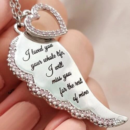 2021 Wholesale Heart Angel Wings Letter Necklace For Women Trendy Gold/Rose Gold/Silver Color Female Jewelry Engagement Gifts
