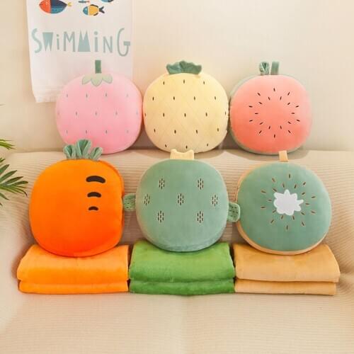 Plush Pillow Cushion Fruit Plush Toy Pillow With Blanket Suitable For Office Break Outdoor Camping Outdoor Travel Home Decor