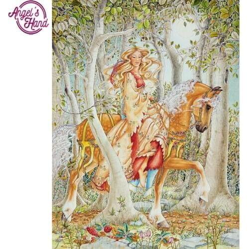 Full square diamond 5D DIY diamond embroidery Riding girl in forest diamond painting Cross Stitch Rhinestone mosaic decor CX
