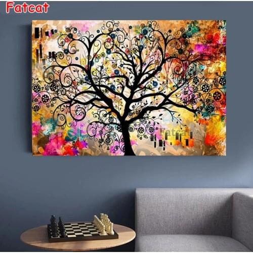 Full Square,round diy Diamond Painting Abstract Color Tree Of Life 5D diamond Embroidery Mosaic New Arrival Home Decor PP131