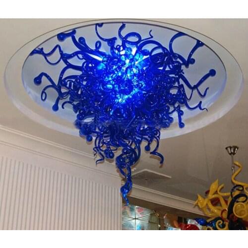 Fancy Blue Murano Glass Ceiling Light American Style Hand Blown Hanging Chandelier Dining Table Top Lamp Custom 28 32 Inches