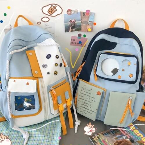 2021 Fashion Korean Cute Womens Backpacks for Female Candy Color Kawaii Large Capacity Students Bag Preppy Nylon Womens Bag