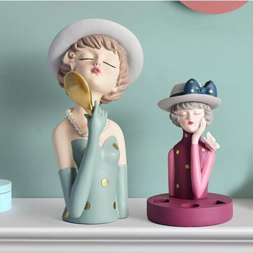 Blowing Bubble Girl Statue Girl Bust Sculpture Home Decoration Accessories Room Decor Tabletop Figurines Nordic Home Decor