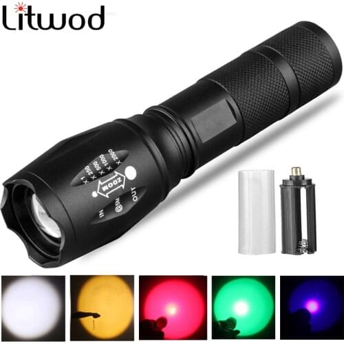 Litwod LED Flashlight XM-L2 T6 Torch Uv Light 18650 AAA Battery 3000 Lumens White Yellow Green Red Lantern for Camping