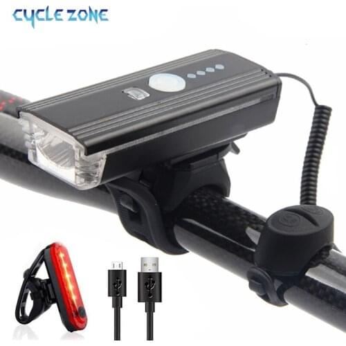 Bicycle Smart Light USB Rechargeable 300 Lumen Bike Light With Horn Bell for MTB Road Cycling Front Lamp Bike Accessories