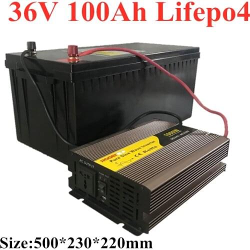 Waterproof Lithium ion Battery 36V 100ah Lifepo4 with BMS for scooter bike Tricycle Solar storage system golf cart +10A charger