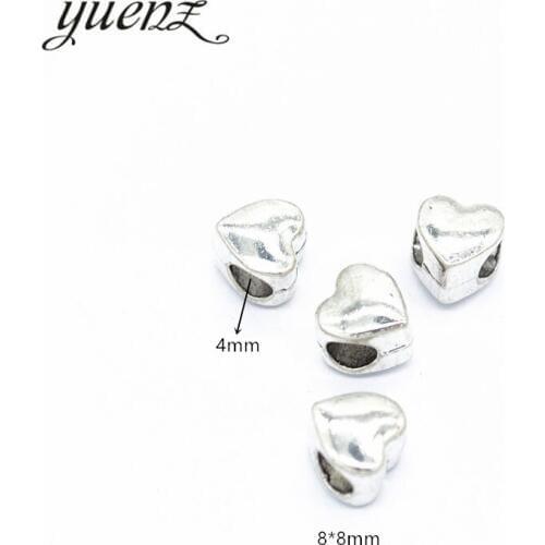 YuenZ 15pcs DIY Heart-shaped Charms For Jewelry Making Antique Silver color Big Hole Spacers Beads Charm Spacers Beads 8*8mm R46