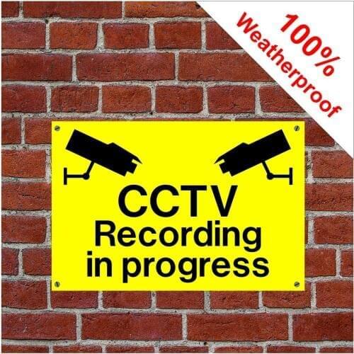 CCTV Recording in progress signs with PVC plaques or stickers with vinyl stickers durable and weatherproof
