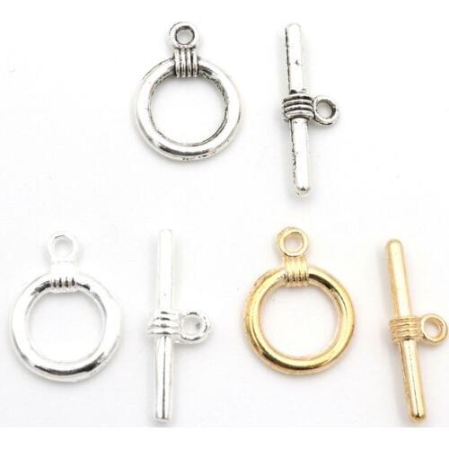 10 sets/lot KC Antique Silver White K Round OT Clasps Toggle For Jewelry Making Diy Bracelet Needlework Accessories Wholesale