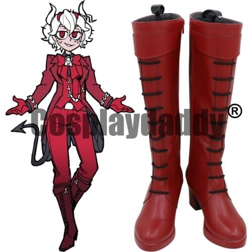 Helltaker Demon Beelzebub The Great Fly Humanoid Form Ver. Game Cosplay Red Shoes Tall Knee-High Boots C006