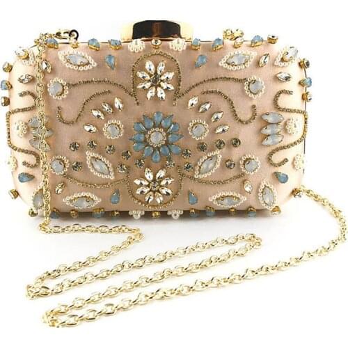 Women Evening Bag Crystal Beaded Party Wedding Purse Cross-body Shoulder Bag Elegant Design Ladys Bag Sac De Luxe Femme Bolsas
