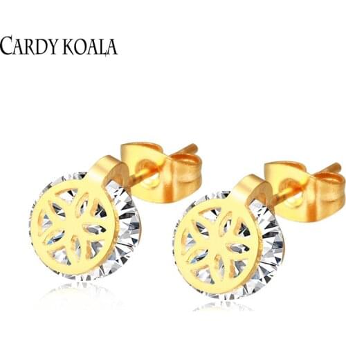 Cardy Koala Hot 8mm Women Earrings High Quality Stainless Steel Jewelry Fashion Gold stud earrings women with accessories