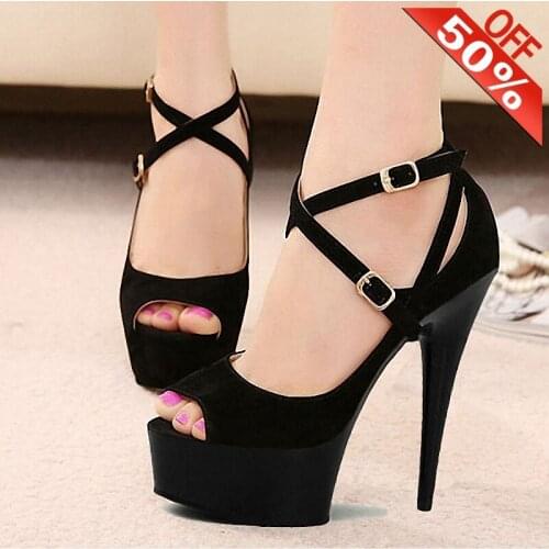 Summer New style Peep toe Roman Hollow Shallow Womens Pumps 15cm/8 inches High heeled shoes Super Big Size Thin heels Flock Hot