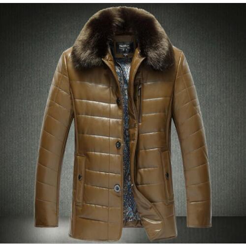 Winter plus velvet thicken thermal removable fur collar leather jacket men jaqueta de couro masculino motoqueiro mens coats