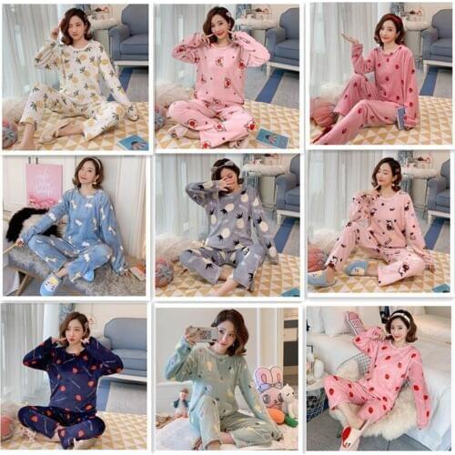 Winter Unicorn Sleepwear Pajamas Sets Flannel Animal Pajamas Ladies Fruit Nightie Pyjamas Women Homewear Pijamas Suit Homewear