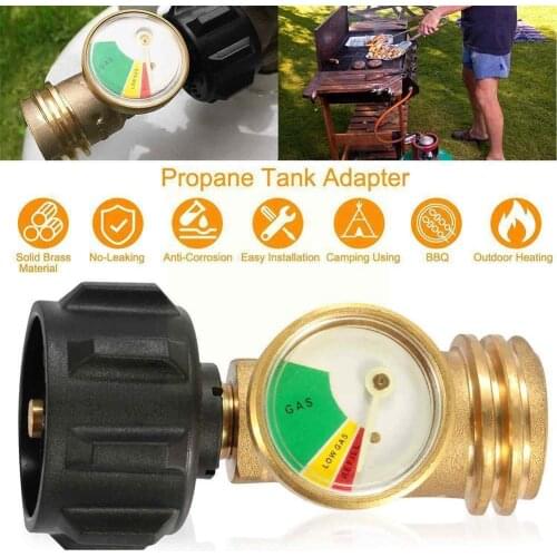 1pcs Propane Valve Liquefied Gas Tank Grill Adapter Brass Copper Gauge Pressure Band Flow Indicator Gas Instrumen Detection J1X9