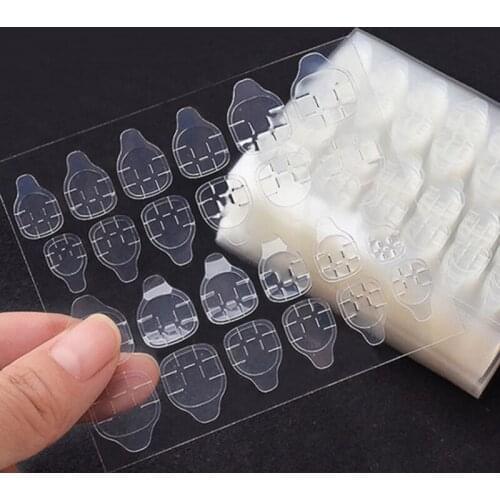 10 Sheets Double Sided Self Adhesive Stickers Transparent DIY Nail Tips Jelly Waterproof False Art Extension Glue Tool