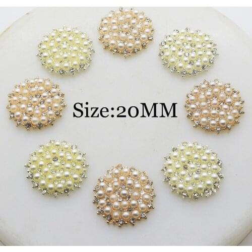 10pcs Pearl Rhinestone Buttons Flatback Embellishment Craft Alloy Button For DIY Wedding Hair Flower Center Handmade Brooches