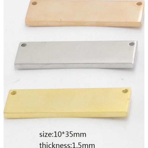 100% Stainless Steel Blank Bar Pendant For Engrave Blank Rectangle Metal Tag Mirror Polished Wholesale 50pcs