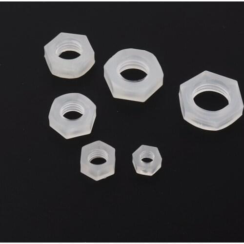 20pcs 5mm/6mm/7mm/8mm Thick Plastic Hexagon Nuts Female Thread Nylon Hex Nuts Inner Diameter 6/8/10/12/14/16mm PP Material Nut