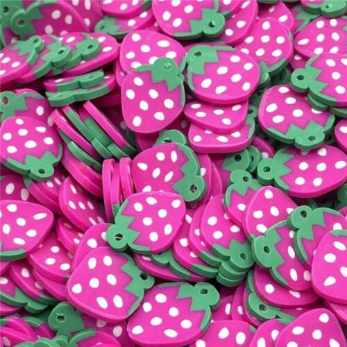 20Pcs/lot 20mm Strawberry Beads Flakes Clay Beads Polymer Spacer Beads For Jewelry Making DIY Bracelet Hairpin #A89-13