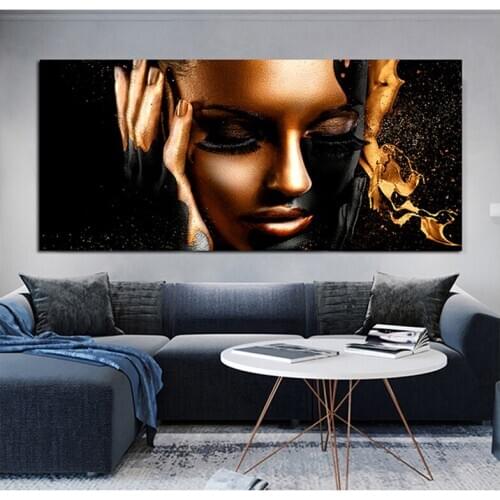 Big Size Diamond Embroidery Abstract Gold Black African Woman 5D Diamond Painting full Cross Stitch Mosaic rhinestoneZP-267