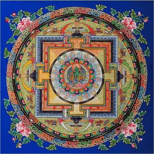 5D DIY Diamond Painting Green Tara Heart Mantra Bodhisattva Mandala Diamond Embroidery Full Cross Stitch Rhinestone Mosaic Gift