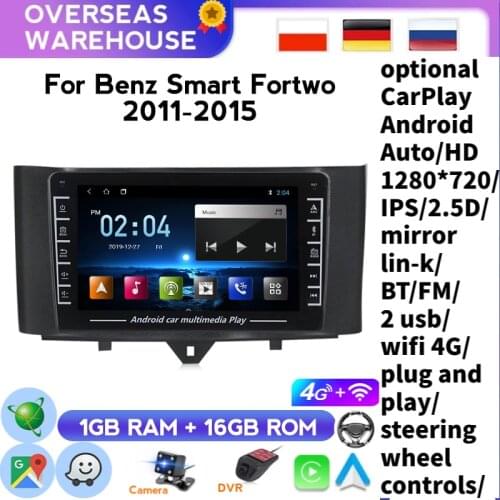 Car Stereo Radio Gps Bluetooth Player Android For Mercedes Benz Smart Fortwo 2 2010-2015 Support Car Information/Carplay