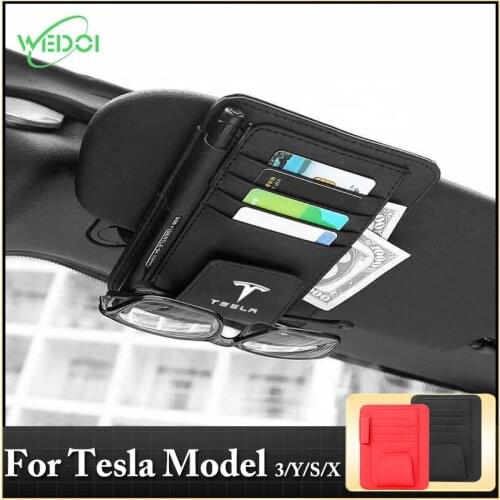 WEDOI Card Holder Leather Credit Card Holder Universal Car Key Card Protective Cover For Tesla Model 3/Y/S/X