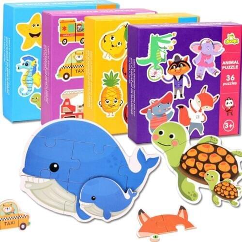 Children Wooden Animal Cognition Puzzle Christmas Gifts For Kid Learning & Education Puzzle Toy Fruit Learning Educational Toy