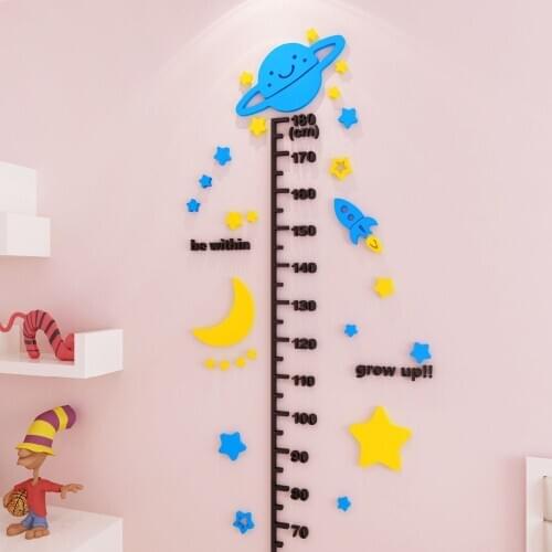 Kid Room 3d Wall Sticker Cartoon Moon Star Height Measure Wall Stickers Diy Child Growth Chart Ruler Acrylic Decals Wall Decor B