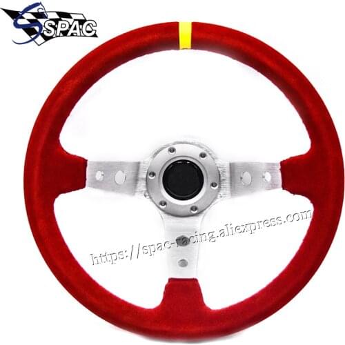 Car Racing Drift 350 mm Suede Leather Steering Wheel Deep With Horn Button