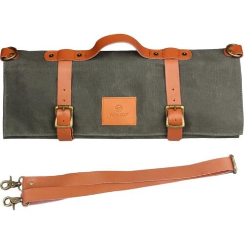 Canvas Chef Knife Roll Bag Chef Knife Bag Carry Case Kitchen Cooking Portable Kitchen Tools Knife Storage Bag with 11 Pockets