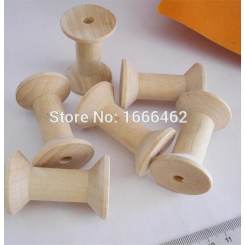 New 10PCs Empty Wooden Bobbin Spools For Thread Wire Natural Color Needlework 47mmx31mm