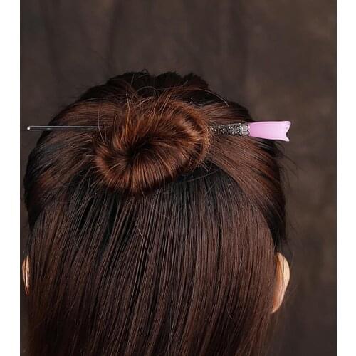 Chinese Ethnic Retro Colored Glaze Hairpin Ethnic Hair Decoration Vintage Girls Flower Shape Antique Style Step Shake Hair Stick