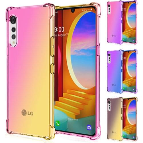 Fashion Half Transparent Clear Gradient Phone Case For LG Velvet 5G V60 thinQ LG Stylo 5 6 7 Airbag Corners Soft Silicone Cover