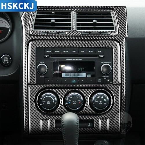 For Dodge Challenger 2008-2010 Carbon Fiber Stickers Center Outlet Air Conditioning Panel Radio Frame Interior Car Accessories