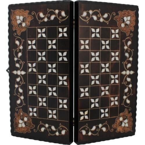 Backgammon with Checkers Outside Wooden Backgammon Handmade Chess Board Gift for Father Chess Checker Board Game