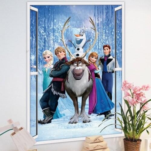 New Frozen Wall Sticker 3D Three-dimensional Decorative Disney Painting Home Decorations Party Background Wall