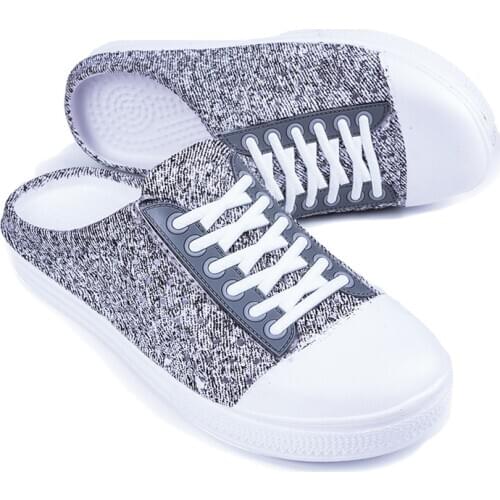 2021 New Women Summer Sandal Mesh Breathable Padded Beach Flip Flops Shoes Solid Flat Bath Slippers Plus Size 36-41