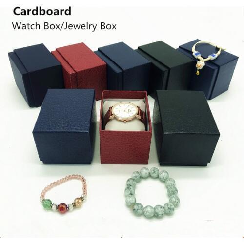 Wholesale Cardboard Watch Box Fashion Black/Blue/Red Watch Gift Case Rectangle Watch Storage Boxes Case Package For Single Watch