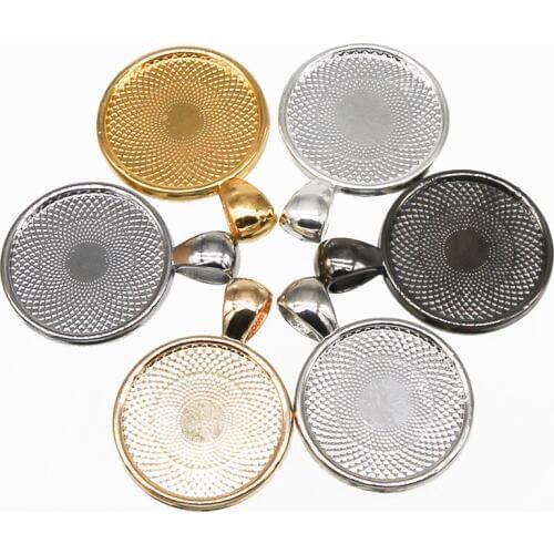 6pcs 20mm Necklace Pendant Setting Cabochon Cameo Double Sided Base Tray Copper Bezel Blank Jewelry Findings