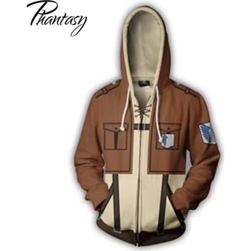 Phantasy Hooded Sweatshirt Men Hoodies Jacket Attack on Titan Series Cosplay Clothing Anime Zip up Cardigan Adult