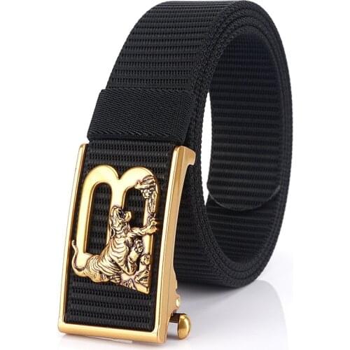 Mens Womens Automatic Buckle Belts High-End Solid Color Canvas Casual All-Match Jeans Student Couple Work Wear Belt