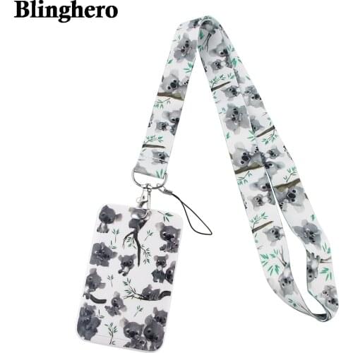 CB355 New Fashion Cute Animal Koala Lanyard Credit Card ID Holder Bag Student Women Travel Card Cover Badge Car Keychain
