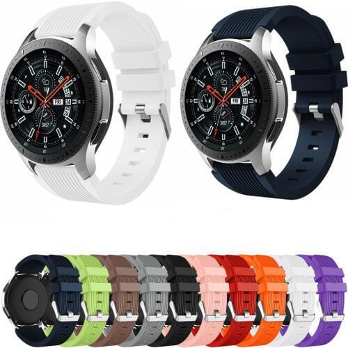 Silicone Watchband for Samsung Galaxy Watch 46mm Version SM-R800 Striped Rubber Replacement Bracelet Band 22mm Width Strap