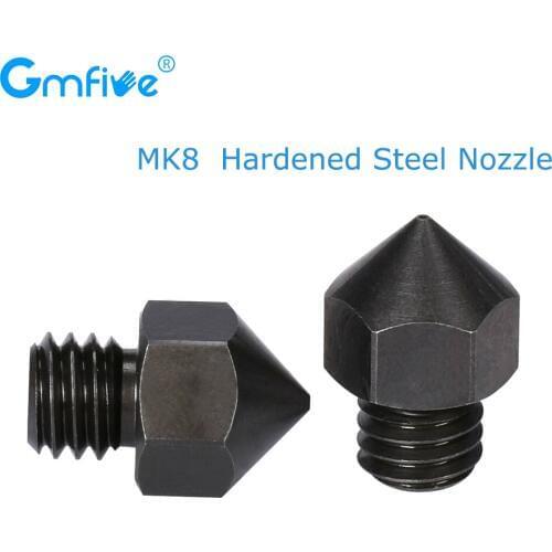 GmFive MK8 Nozzle MK8 Hardened Steel Nozzles 0.2/0.4/0.6/0.8mm 1.75MM Filament Bowden Extruder Hotend M6 Thread For 3D Printer