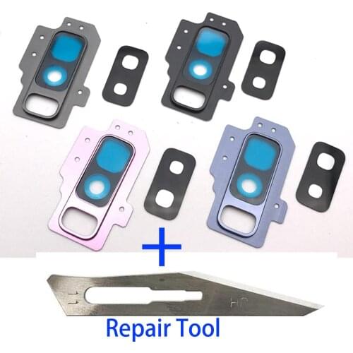 4 Color For Samsung Galaxy S9 S9+ S9 Plus Rear Back Camera Glass Lens With Frame Holder Repair Parts